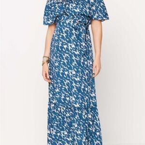 Rachel Zoe for Pea in the Pod Off-Shoulder Blue and White Maternity Dress medium